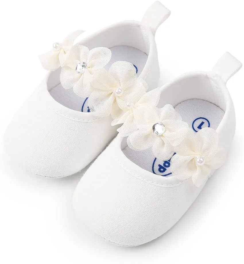 Ohwawadi Infant Baby Girl Shoes Baby Mary Jane Flats Princess Wedding Dress Shoes Crib Shoe for Newborns, Infants, Babies, and Toddlers