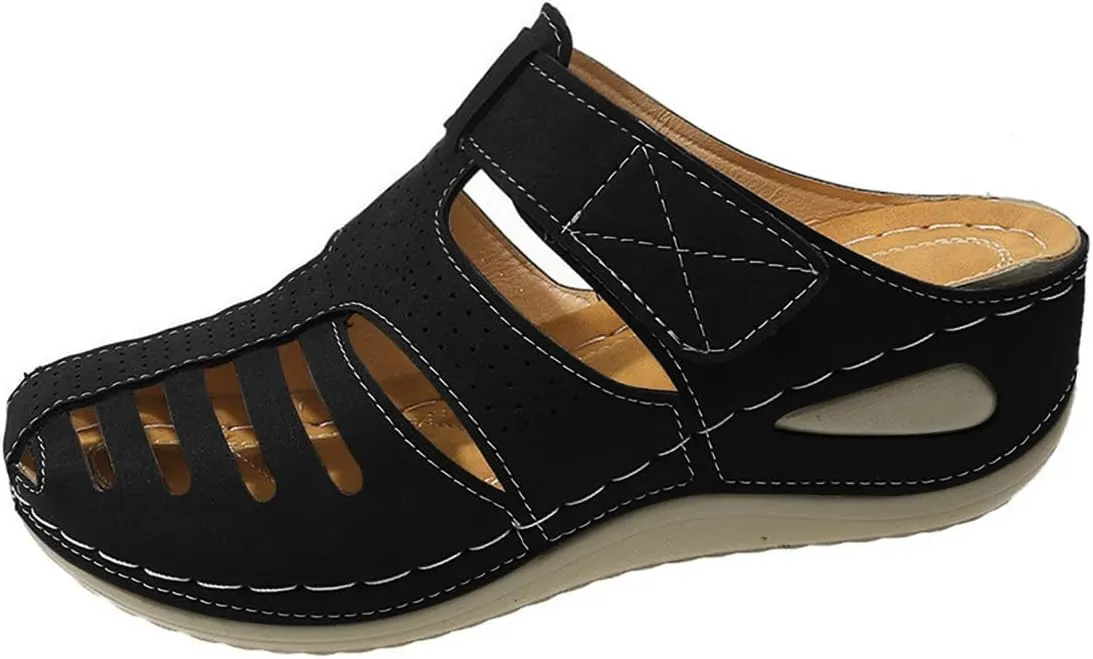 Orthopedic Sandals for Women Ankle Strap Closed Toe Wedge Platform Sandals Casual Summer Hollow Out Breathable Shoes