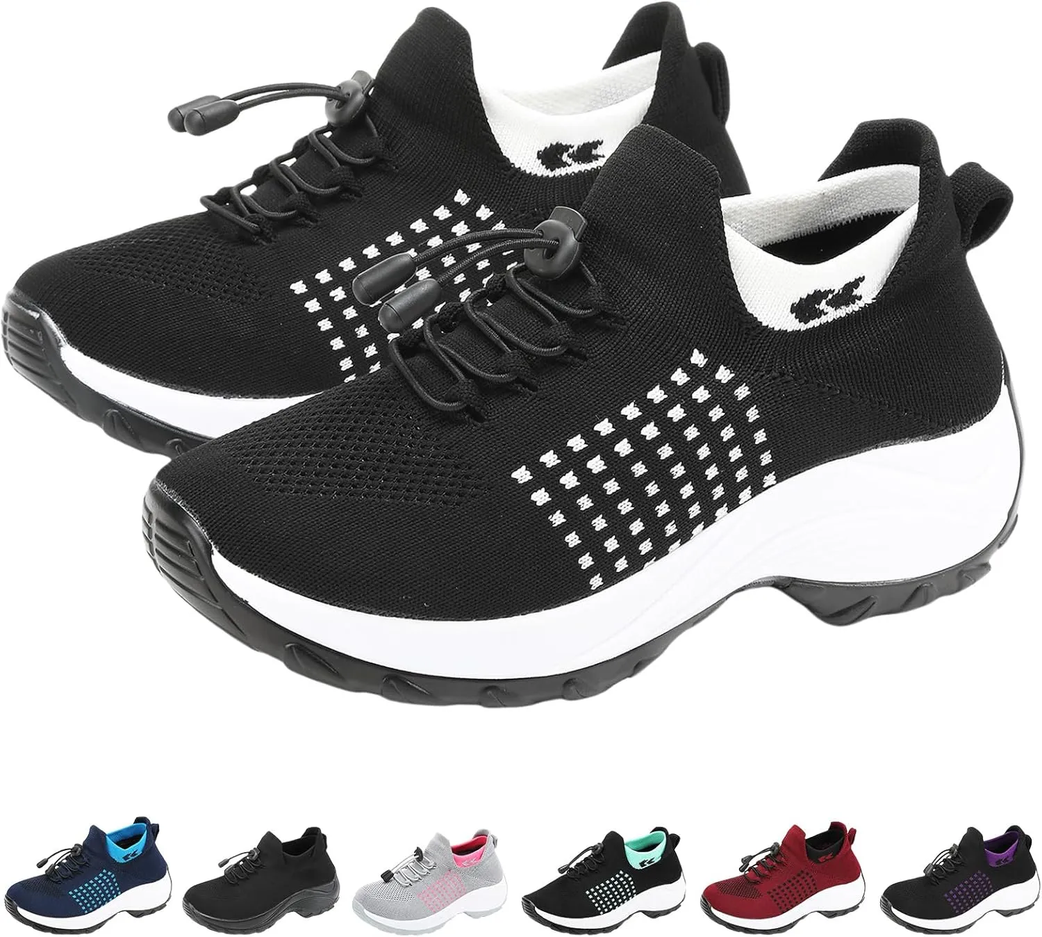 Orthopedic Sneakers Women Breathable Comfort Wear Shoes for Women Walking Slip On Trainers Casual Comfortable Athletic Cushion Thick Bottom Footwear