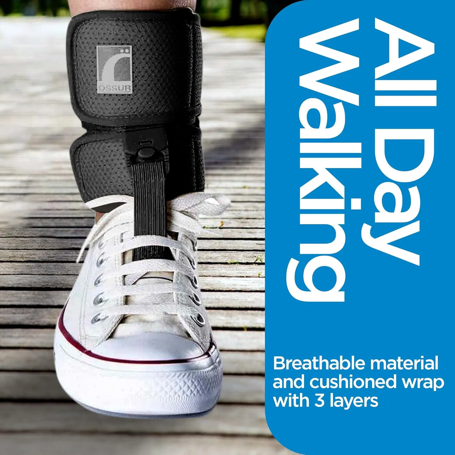 Ossur Ankle Brace, Foot Brace | AFO Foot Drop Brace for Drop Foot Support | Lightweight, Adjustable Wrap for All-Day Comfort | Breathable Material for All Day Walking (Black, Medium)