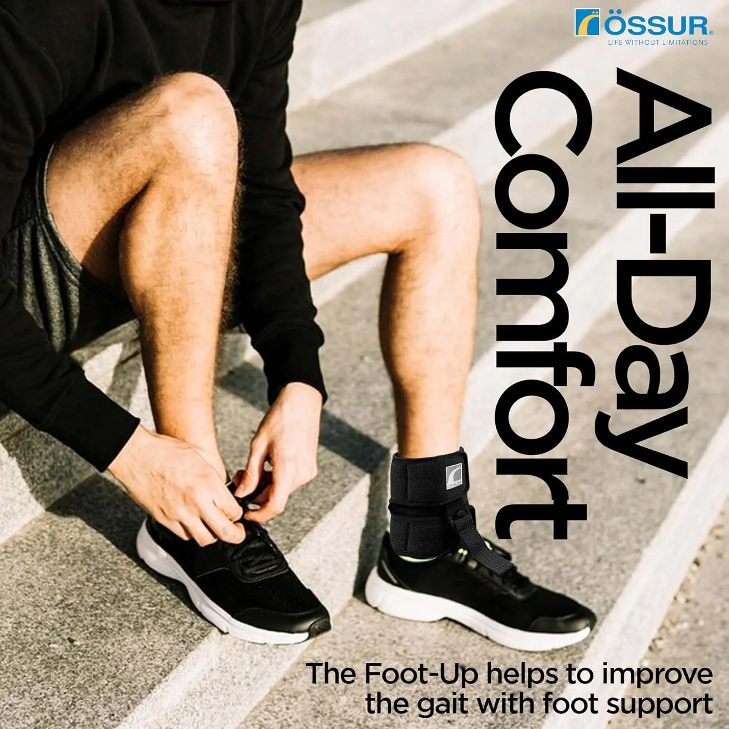 Ossur Ankle Brace, Foot Brace | AFO Foot Drop Brace for Drop Foot Support | Lightweight, Adjustable Wrap for All-Day Comfort | Breathable Material for All Day Walking (Black, Medium)
