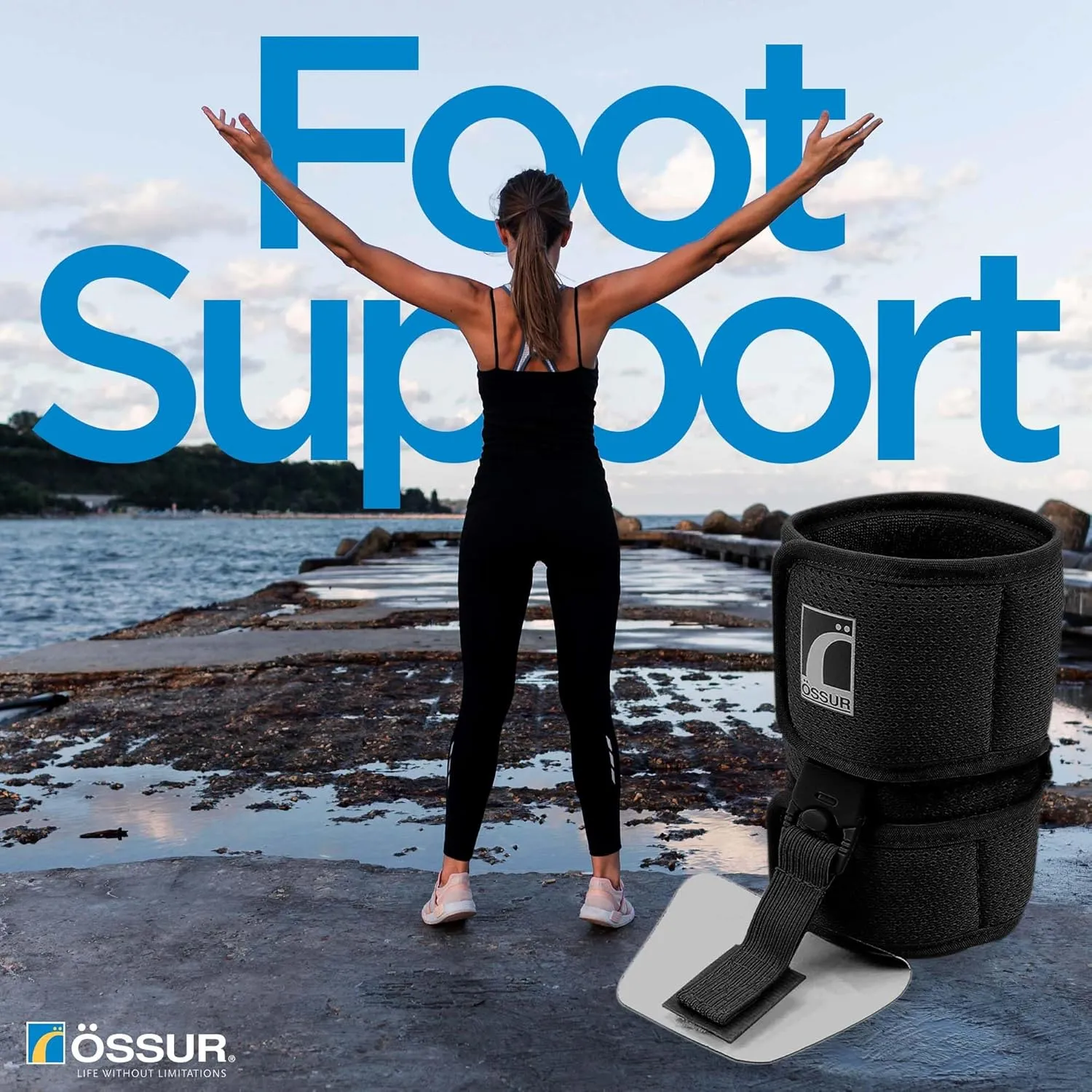 Ossur Ankle Brace, Foot Brace | AFO Foot Drop Brace for Drop Foot Support | Lightweight, Adjustable Wrap for All-Day Comfort | Breathable Material for All Day Walking (Black, Medium)