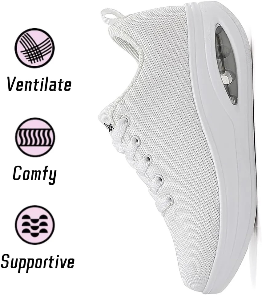 Oude Sneakers for Women Comfortable | Shoes for Women Traveling | 2 Inch Air Cushion Rocker Bottom
