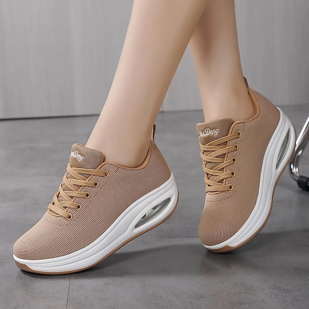Oude Sneakers for Women Comfortable | Shoes for Women Traveling | 2 Inch Air Cushion Rocker Bottom