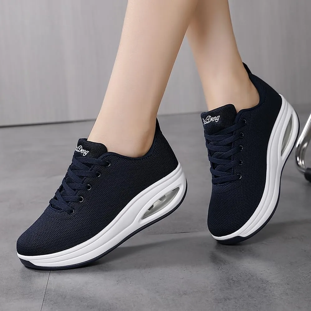 Oude Sneakers for Women Comfortable | Shoes for Women Traveling | 2 Inch Air Cushion Rocker Bottom