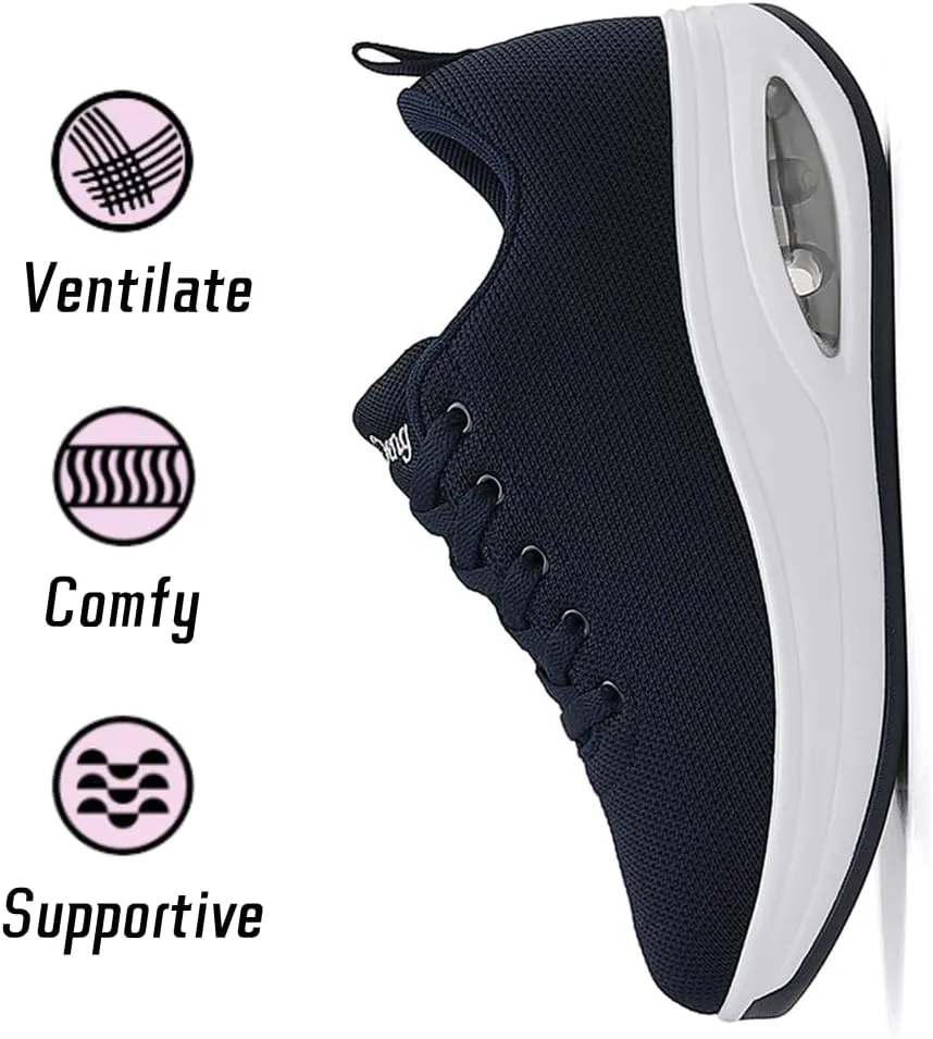 Oude Sneakers for Women Comfortable | Shoes for Women Traveling | 2 Inch Air Cushion Rocker Bottom