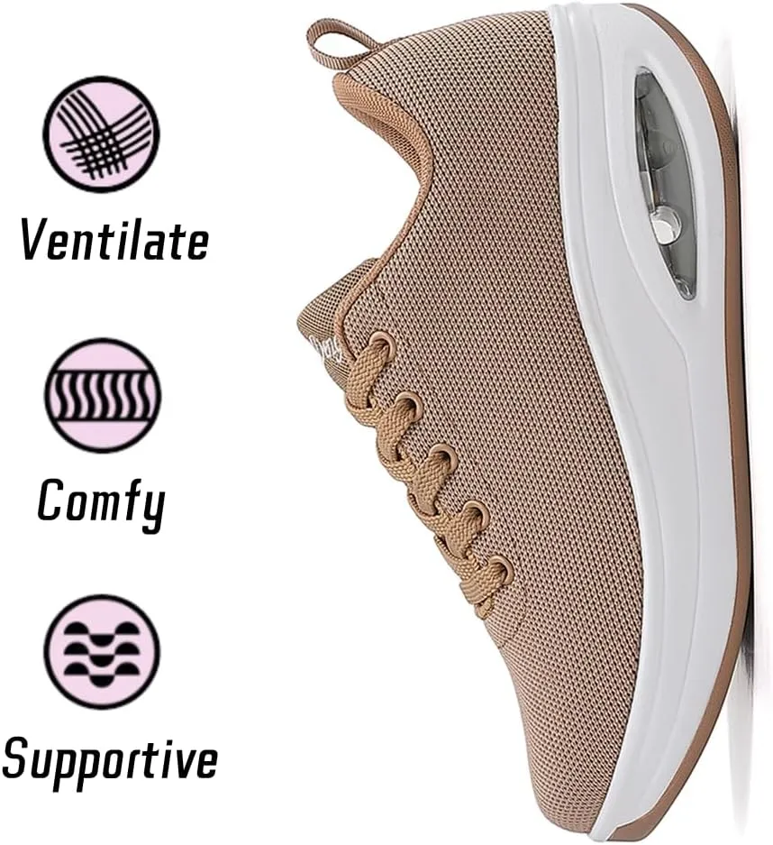 Oude Sneakers for Women Comfortable | Shoes for Women Traveling | 2 Inch Air Cushion Rocker Bottom