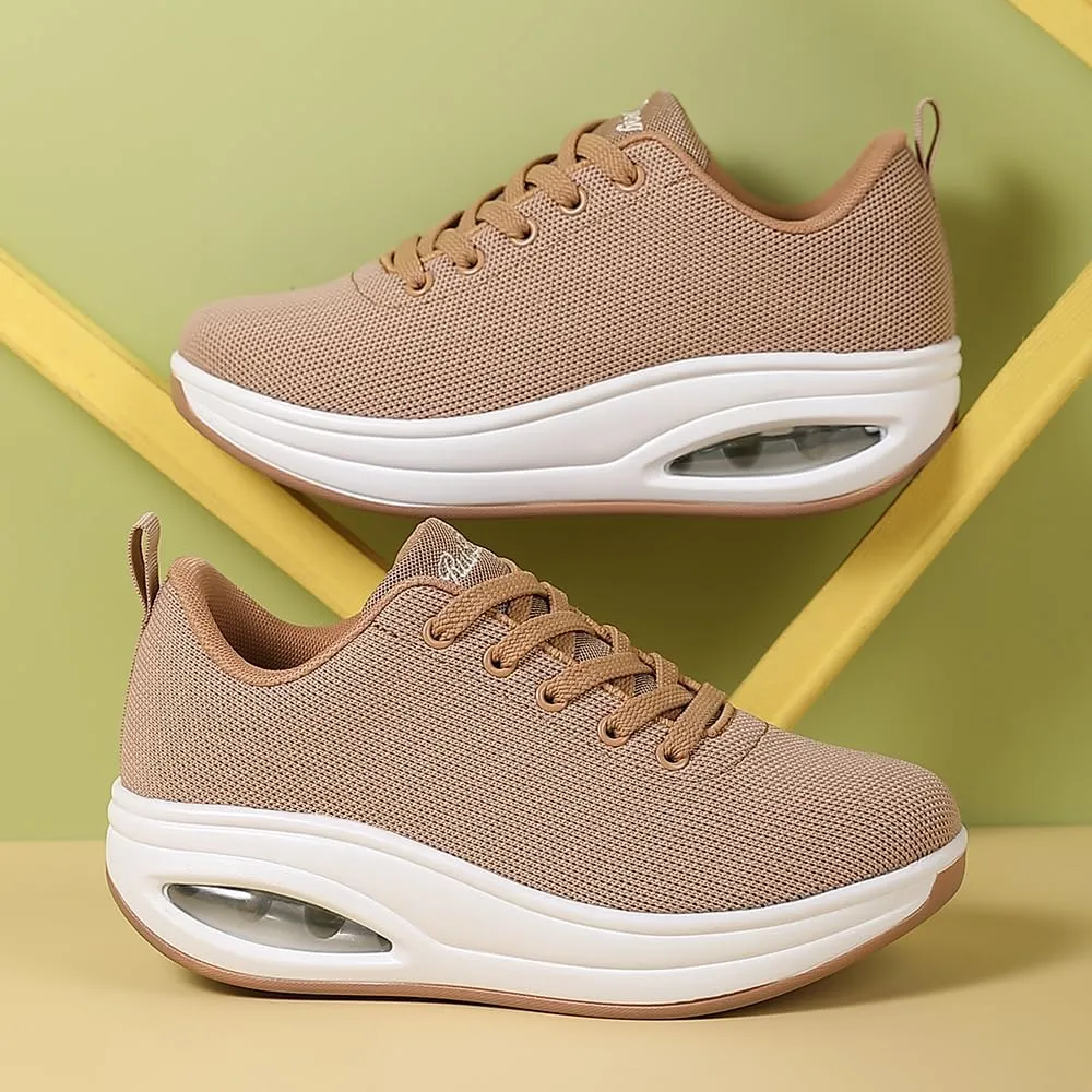 Oude Sneakers for Women Comfortable | Shoes for Women Traveling | 2 Inch Air Cushion Rocker Bottom