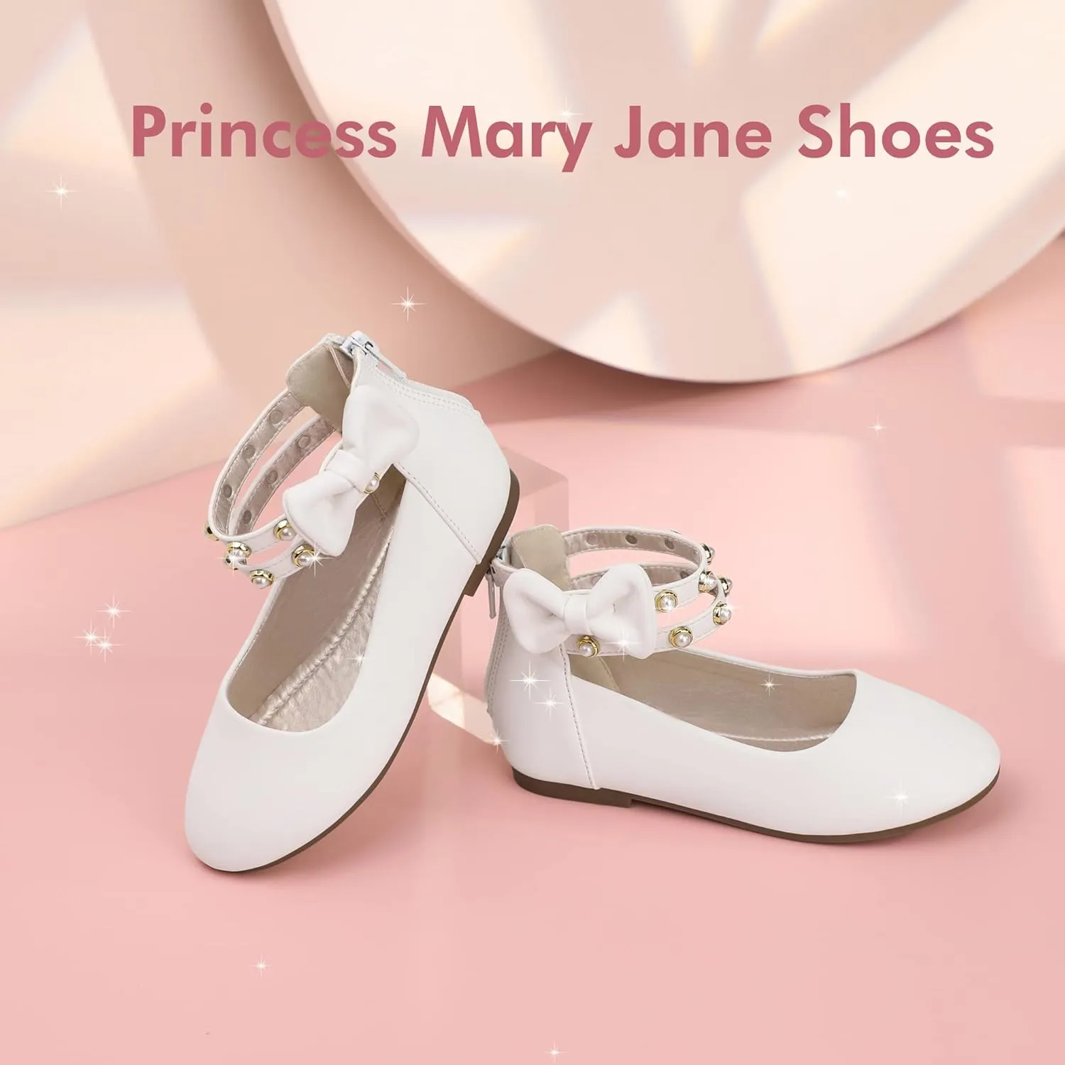 PANDANINJIA Jessica Toddler Girls Dress Shoes Ankle Strap Ballet Flats Flower Girl Shoes for Wedding Party School