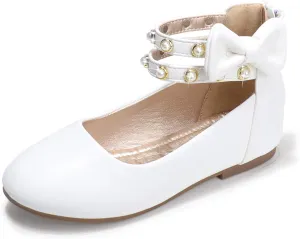 PANDANINJIA Jessica Toddler Girls Dress Shoes Ankle Strap Ballet Flats Flower Girl Shoes for Wedding Party School