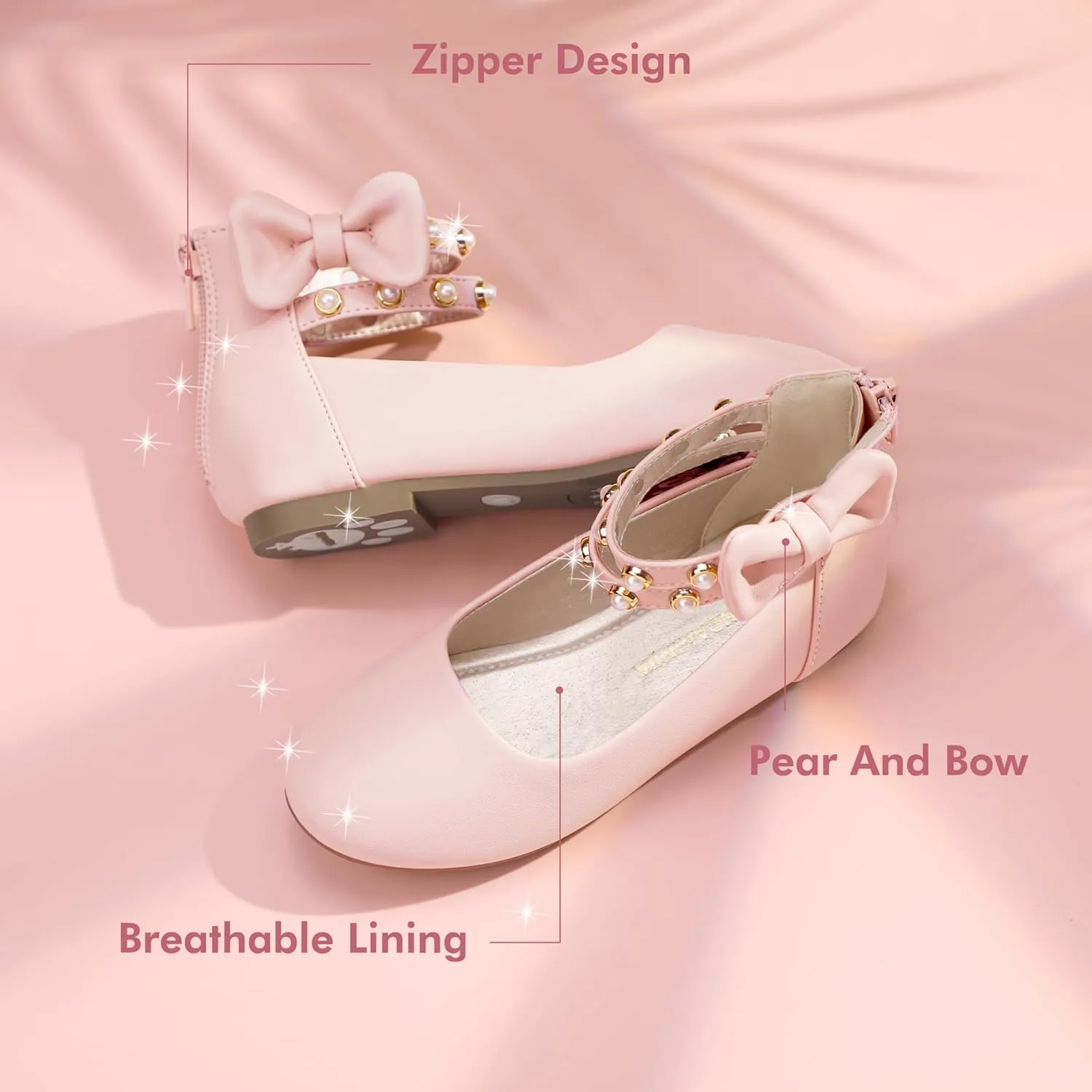 PANDANINJIA Jessica Toddler Girls Dress Shoes Ankle Strap Ballet Flats Flower Girl Shoes for Wedding Party School