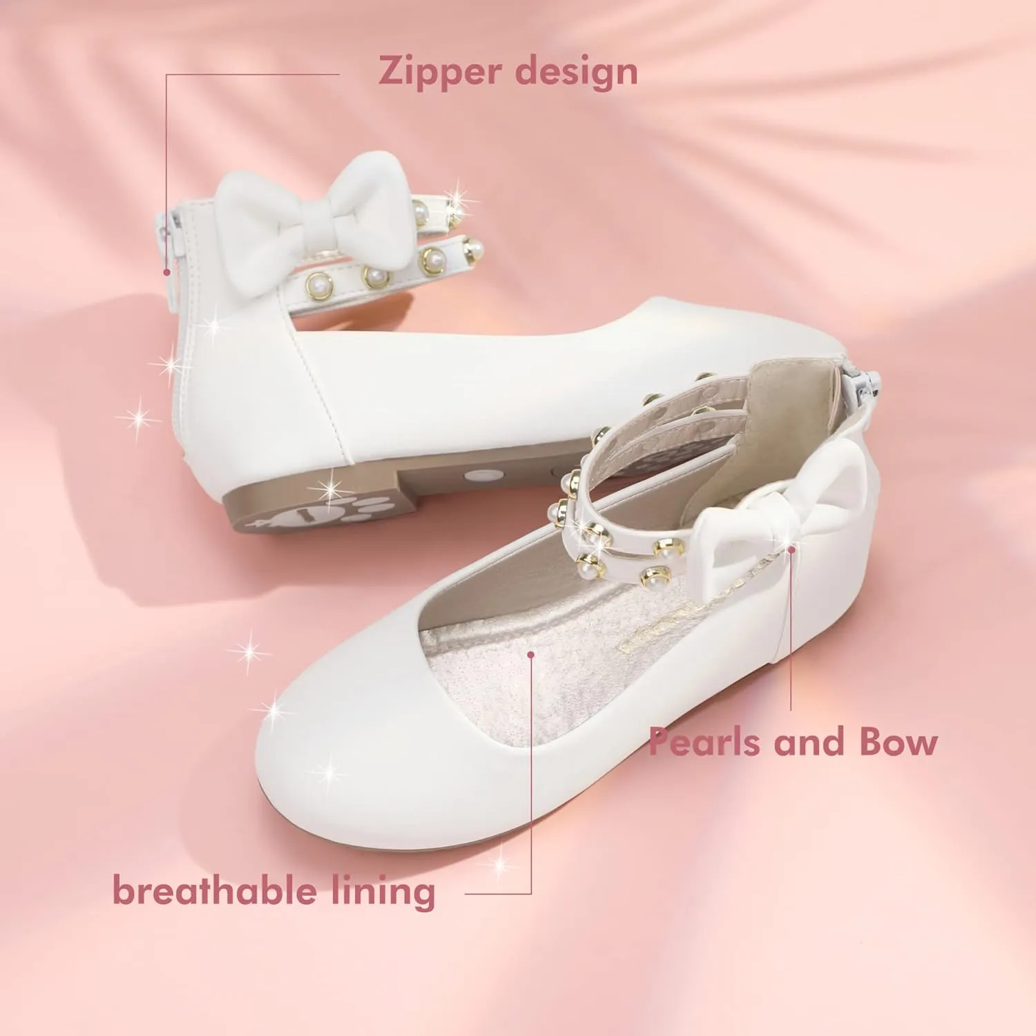 PANDANINJIA Jessica Toddler Girls Dress Shoes Ankle Strap Ballet Flats Flower Girl Shoes for Wedding Party School