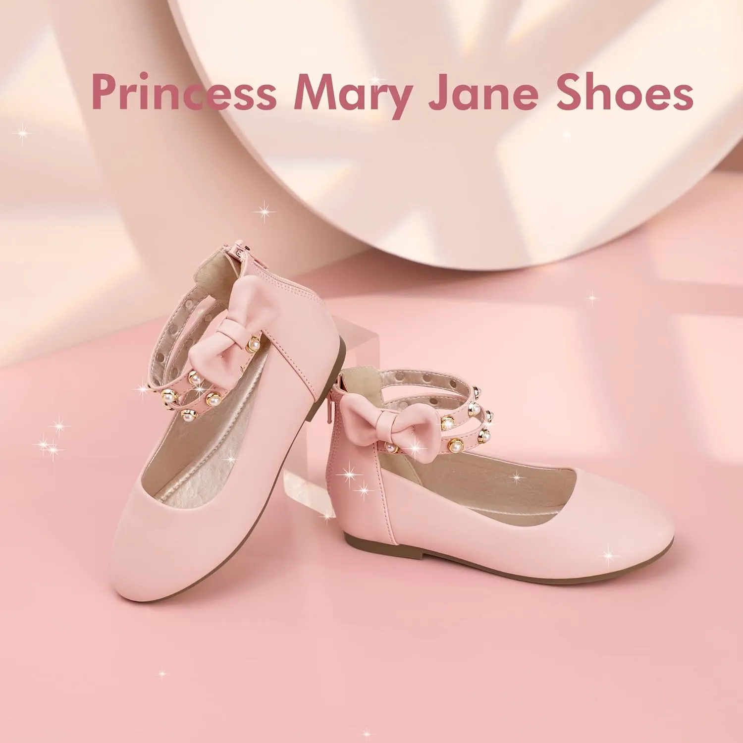 PANDANINJIA Jessica Toddler Girls Dress Shoes Ankle Strap Ballet Flats Flower Girl Shoes for Wedding Party School