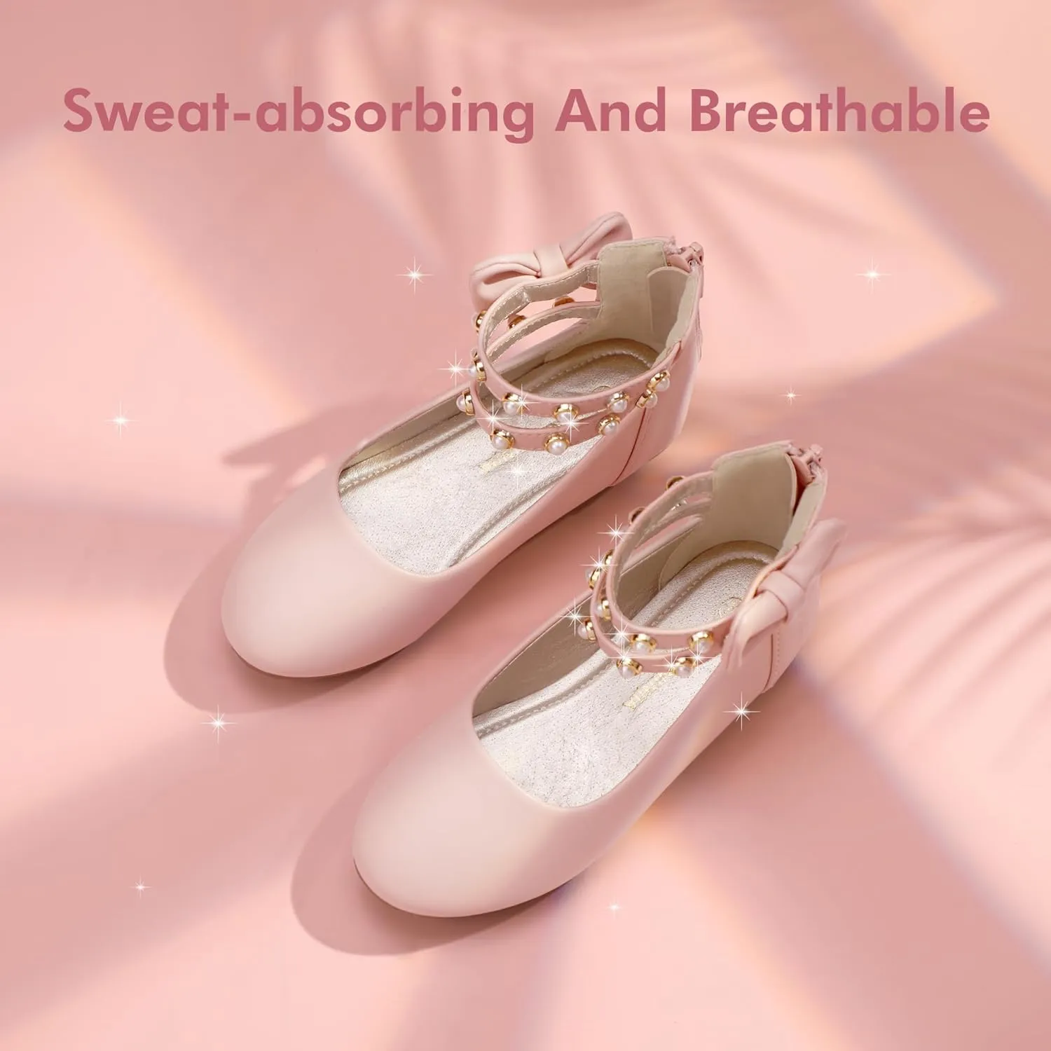 PANDANINJIA Jessica Toddler Girls Dress Shoes Ankle Strap Ballet Flats Flower Girl Shoes for Wedding Party School