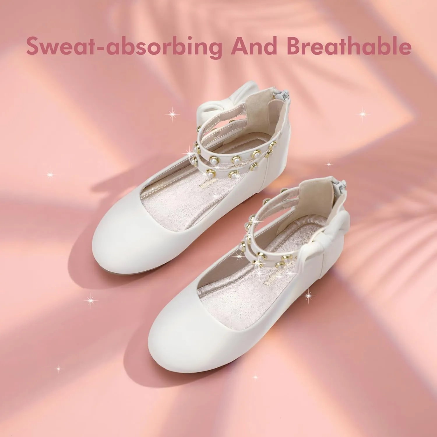 PANDANINJIA Jessica Toddler Girls Dress Shoes Ankle Strap Ballet Flats Flower Girl Shoes for Wedding Party School