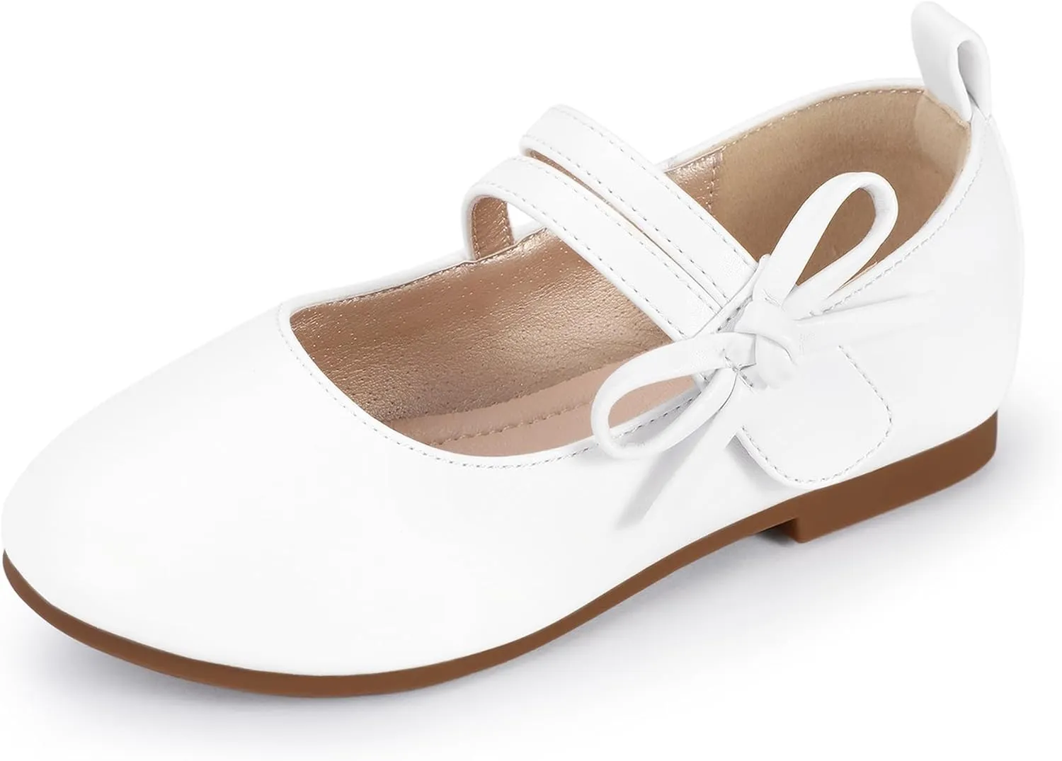 PANDANINJIA Naomi Girls Dress Shoes Mary Jane Ballet Flats Flower Girl Wedding Party Communion Shoes for Toddler Little Kid Big Kid
