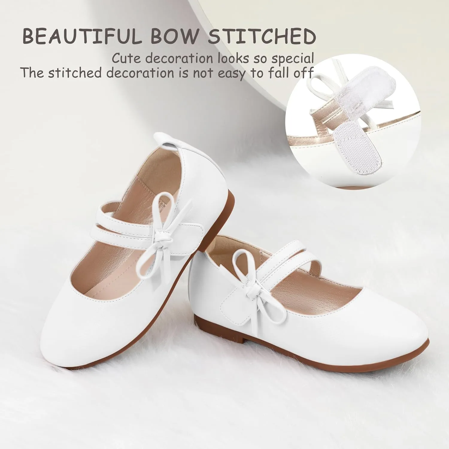 PANDANINJIA Naomi Girls Dress Shoes Mary Jane Ballet Flats Flower Girl Wedding Party Communion Shoes for Toddler Little Kid Big Kid