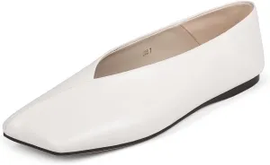 Patent Leather Ballet Flats for Women Fashionable Square Toe Ballet Flats Loafer Shoes for Women Nude Dress Shoes.