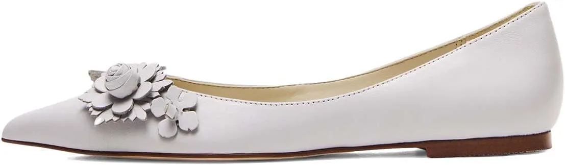 Pazzion Women Comfortable Closed Pointy Toe Ballet Flats Flowers Slip On Solid Pumps Versatile Shopping Dating Dance Shoes Size 4-16 US