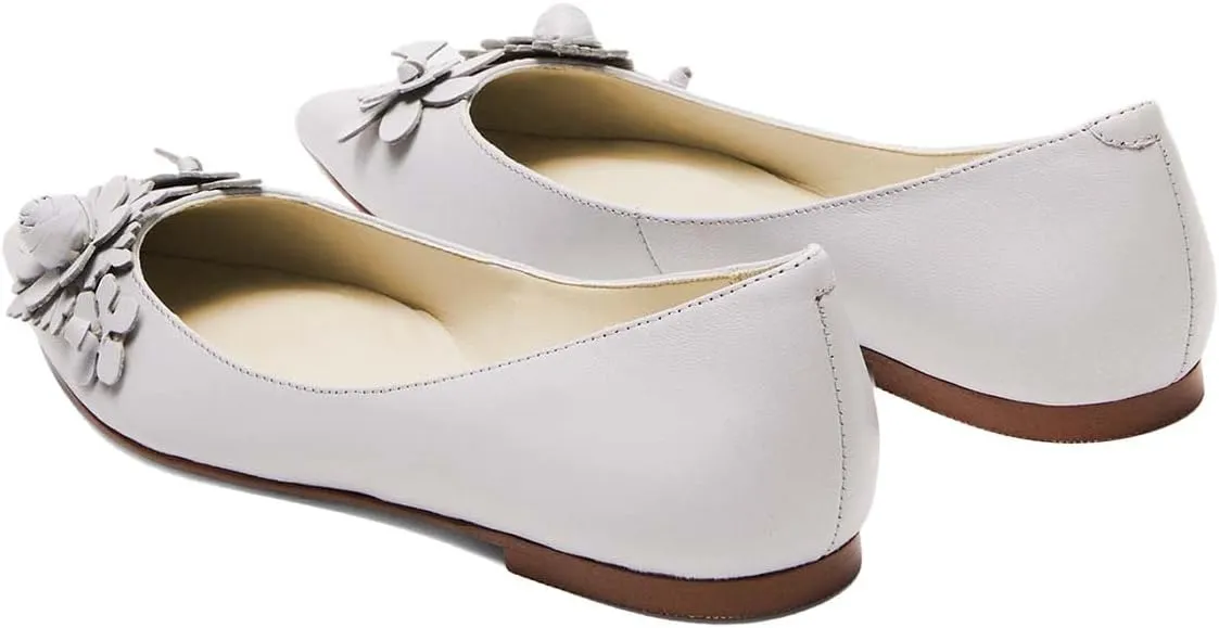 Pazzion Women Comfortable Closed Pointy Toe Ballet Flats Flowers Slip On Solid Pumps Versatile Shopping Dating Dance Shoes Size 4-16 US