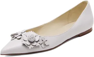 Pazzion Women Comfortable Closed Pointy Toe Ballet Flats Flowers Slip On Solid Pumps Versatile Shopping Dating Dance Shoes Size 4-16 US