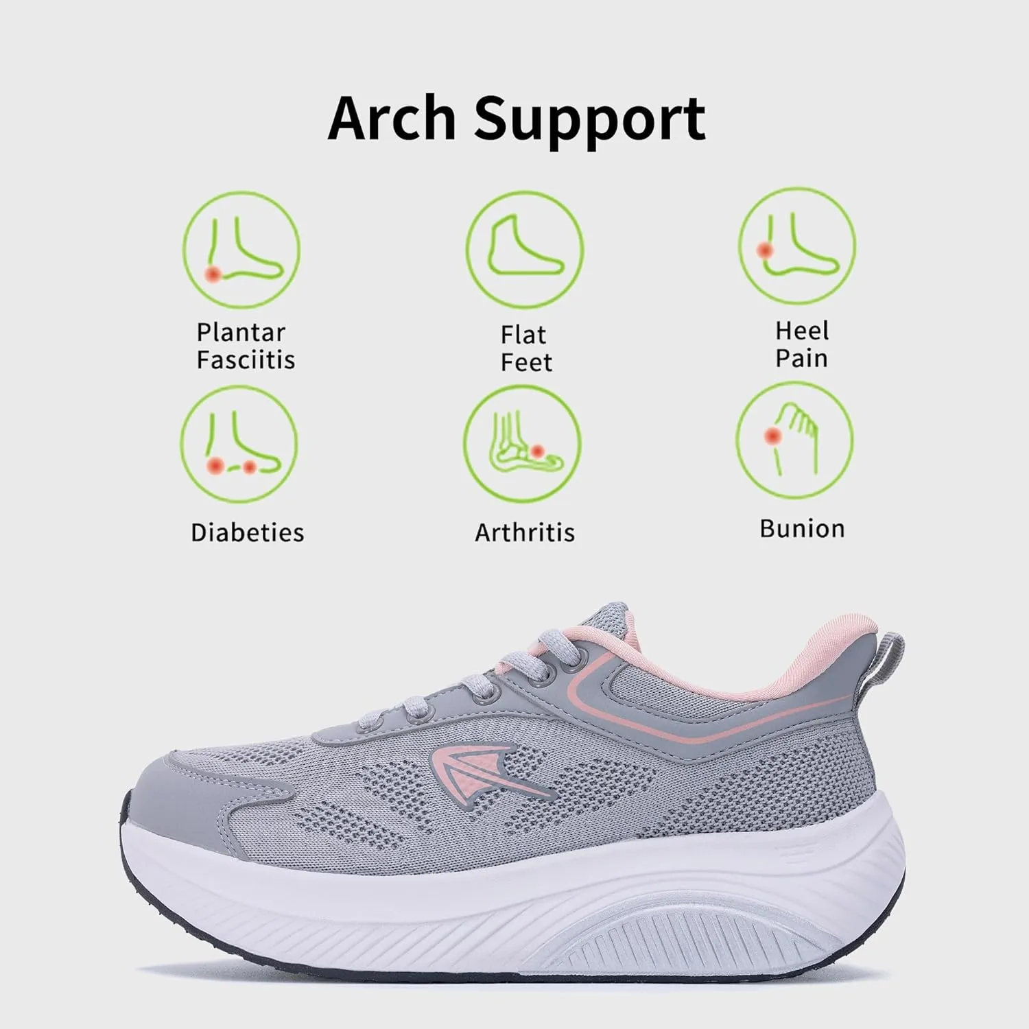 PERSOUL Wide Toe Box Shoes Women Arch Support Walking Sneakers Comfoty Orthotic Tennis Running Shoes for Plantar Fasciitis Bunions US 6-11