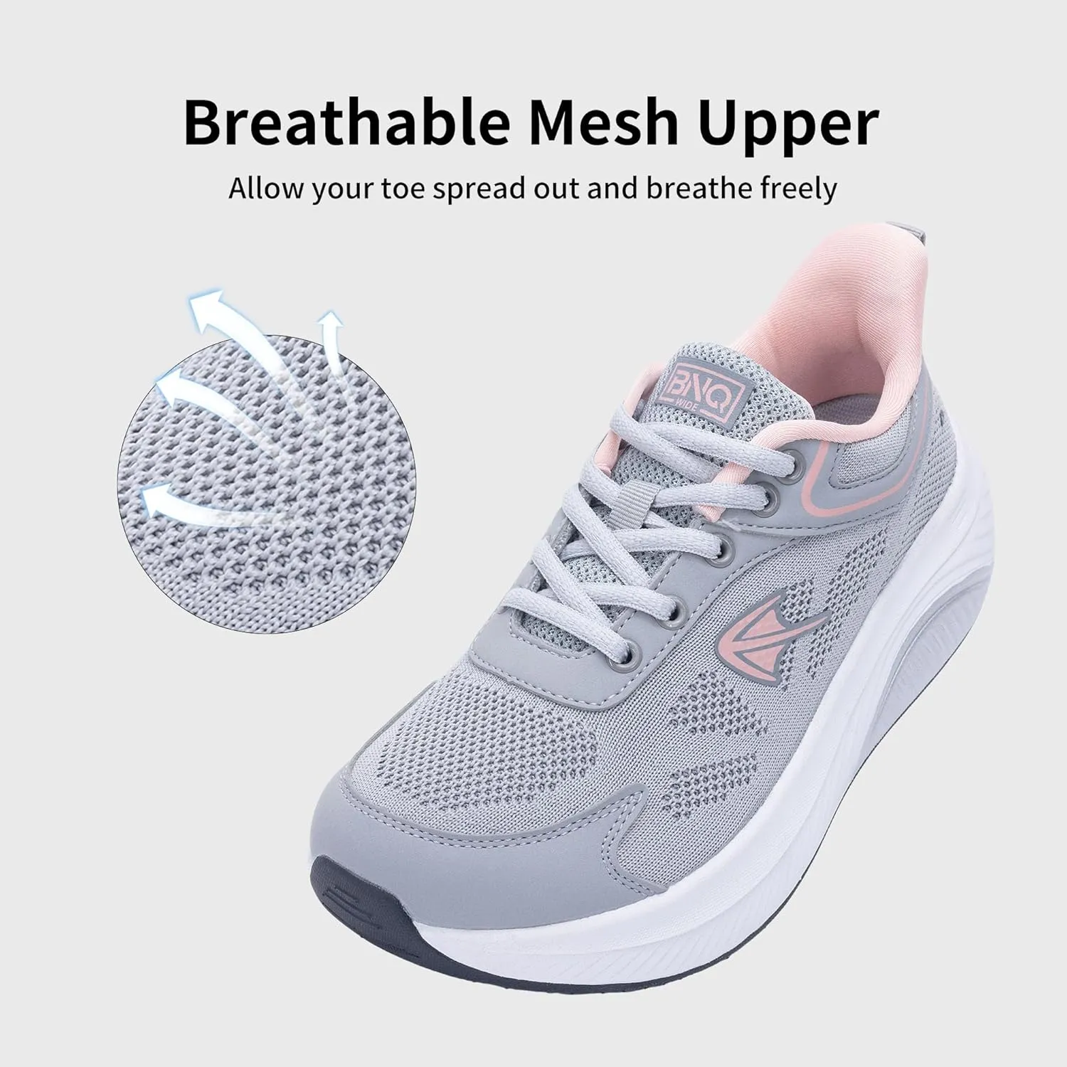 PERSOUL Wide Toe Box Shoes Women Arch Support Walking Sneakers Comfoty Orthotic Tennis Running Shoes for Plantar Fasciitis Bunions US 6-11