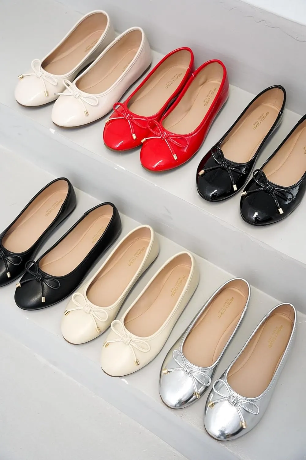 Project Cloud Ballet Flats for Women - Crystal-Embellished Mesh Ballet Flats for Women Footwear - Non-Slip Mary Jane Shoes with Memory Foam - Casual Footwear for All-Day Comfort (Amity)