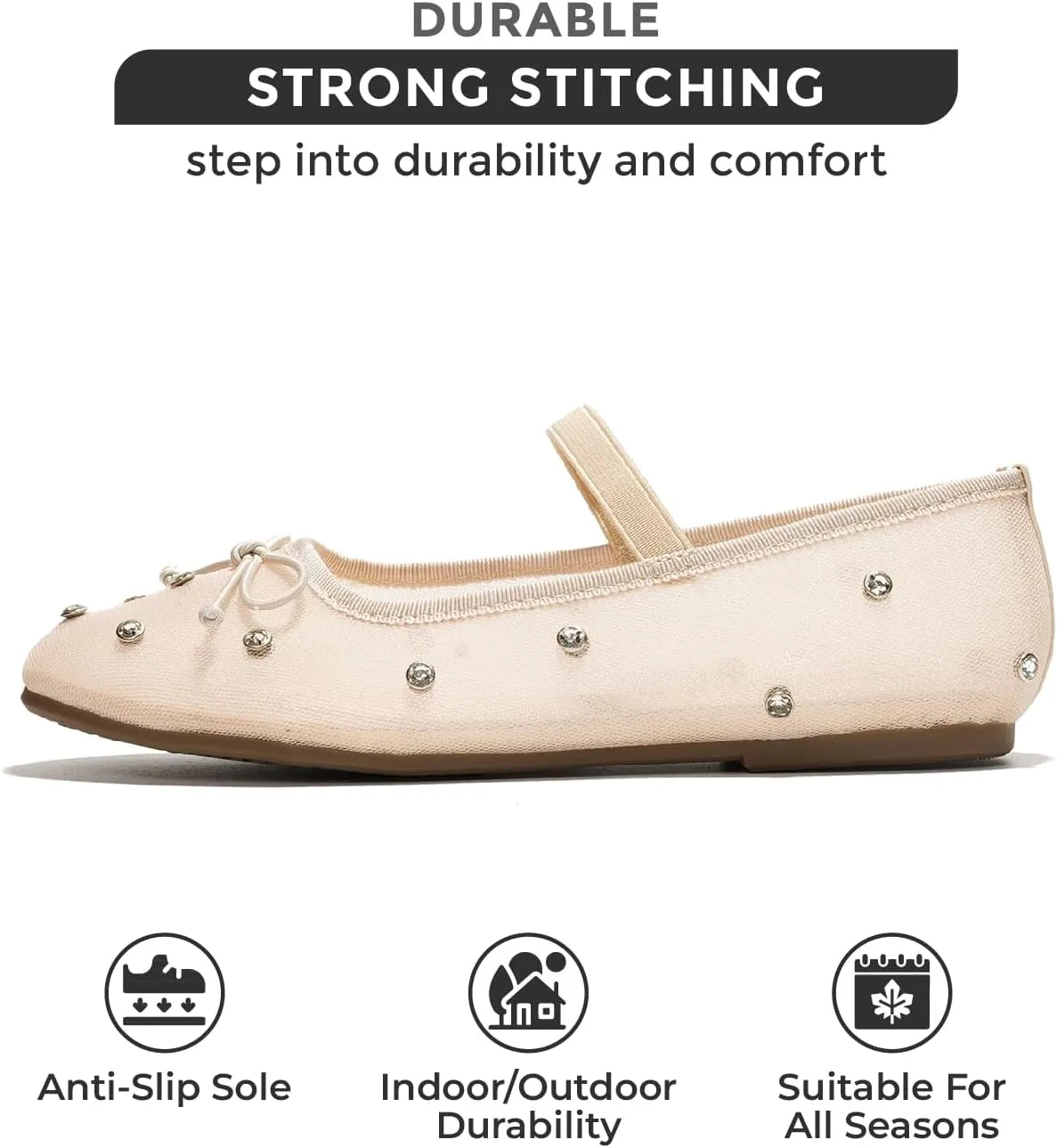 Project Cloud Ballet Flats Shoes for Women - Lightweight & Stylish Ballet Flats for Women Footwear - Non-Slip Mary Jane Shoes with Memory Foam - Casual Footwear for All-Day Comfort