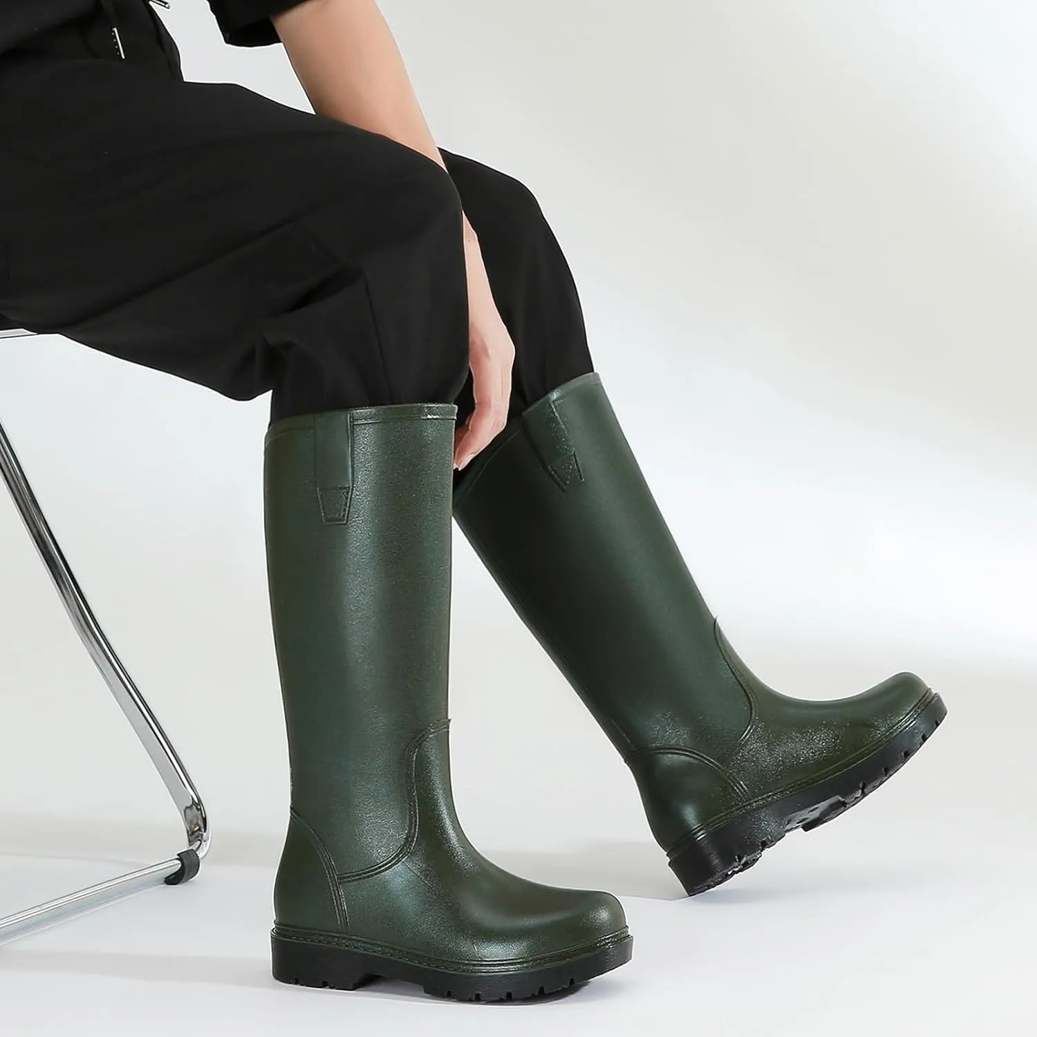 Rain Boots for Men, Comfort Waterproof Rubber Boots Mens Durable Anti-Slip Mud Garden Boots for Hunting Gardening Farming Fishing, Wide Calf Raining Shoes Outdoor Work Boots