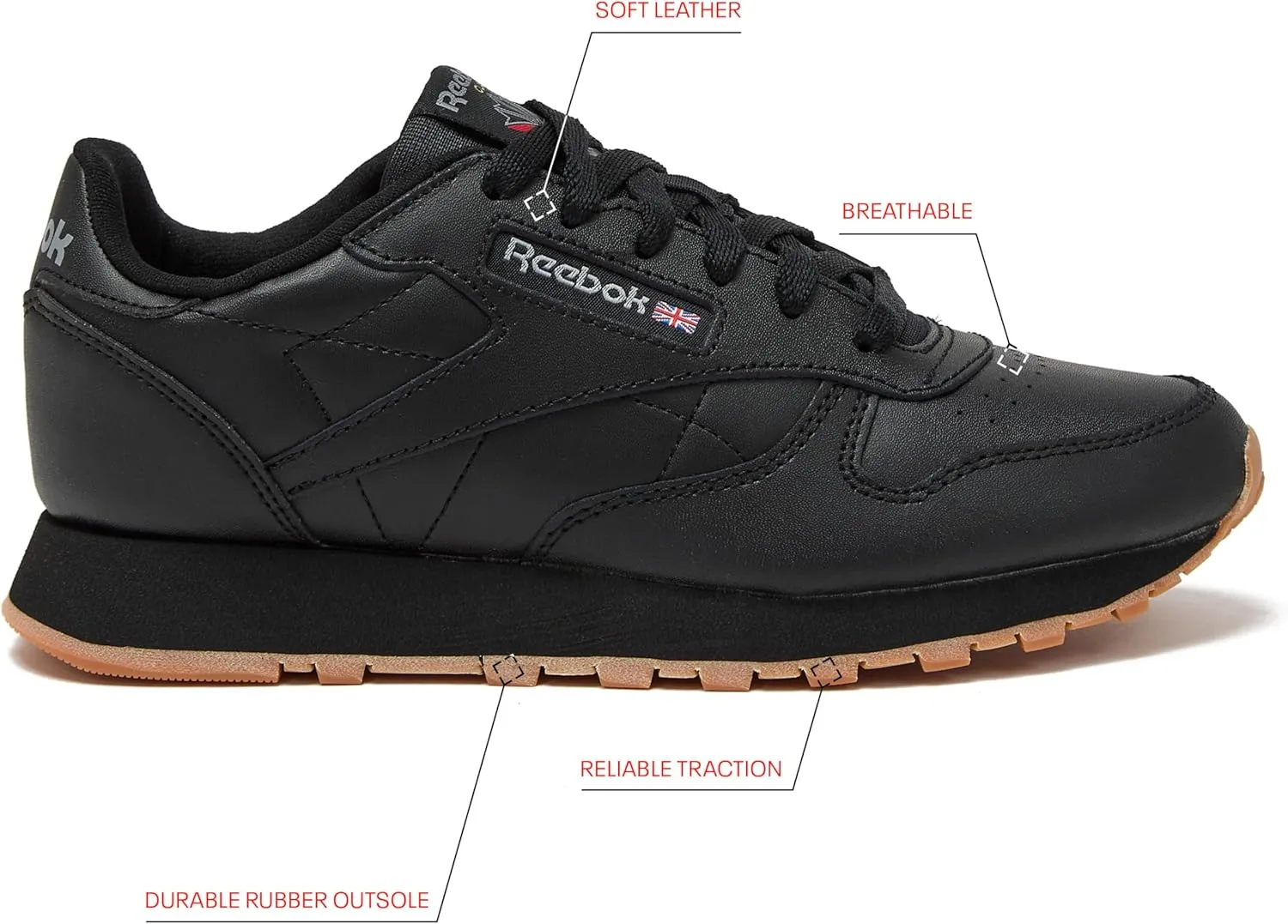 Reebok Classic Leather Girls and Boys Shoes for Kids, Toddler, Little Kid or Big Kid Sneakers, Girl or Boy Tennis Shoes