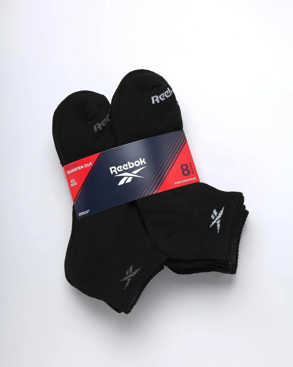 Reebok Men's Quarter Socks - 8 Pack Performance Arch Support Socks - Cushioned Athletic Socks for Men (Shoe Size: 6-12.5)