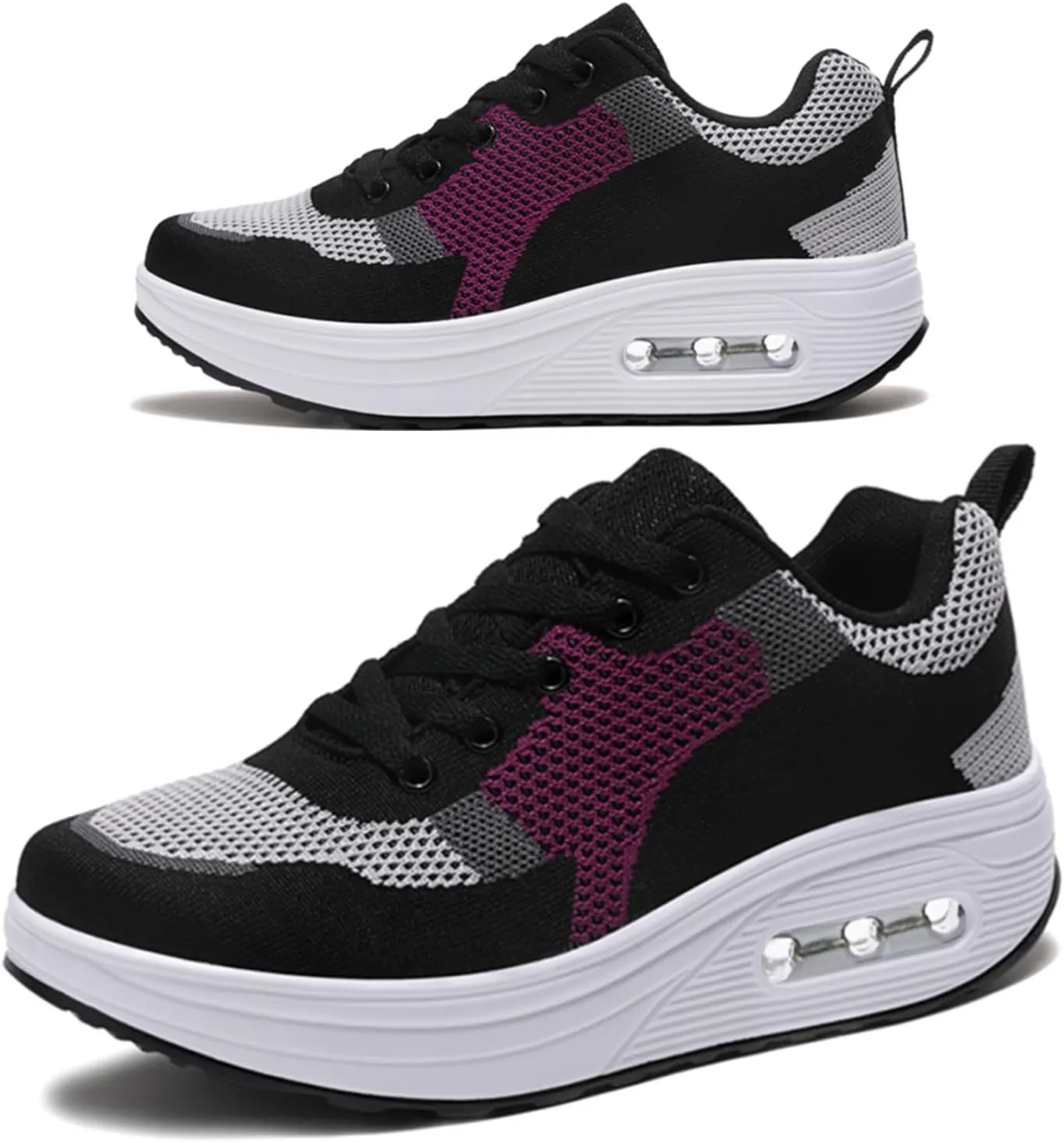RUIDENG Platform Sneakers for Women Air Cushion | Walking Shoes Women Comfortable All Day | Thick Rocker Bottom