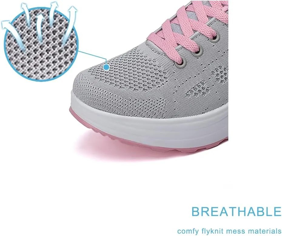 RUIDENG Platform Sneakers for Women Air Cushion | Walking Shoes Women Comfortable All Day | Thick Rocker Bottom