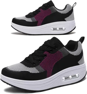 RUIDENG Platform Sneakers for Women Air Cushion | Walking Shoes Women Comfortable All Day | Thick Rocker Bottom
