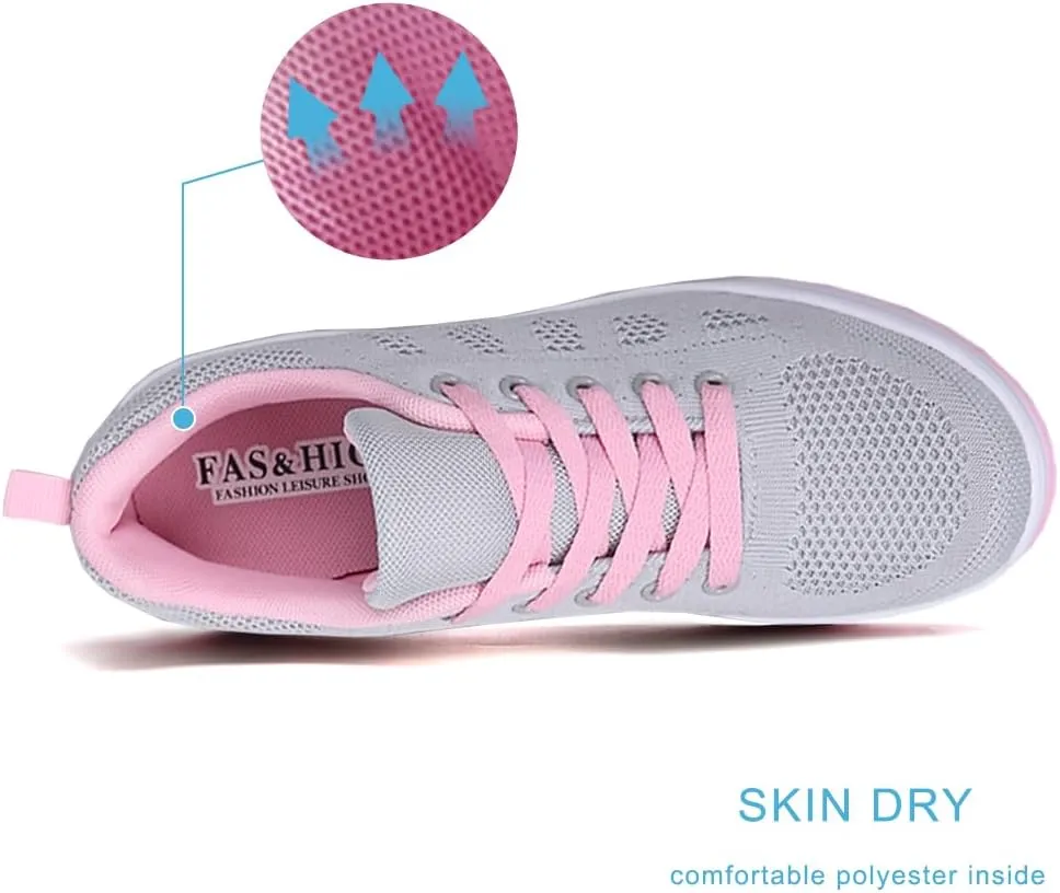 RUIDENG Platform Sneakers for Women Air Cushion | Walking Shoes Women Comfortable All Day | Thick Rocker Bottom