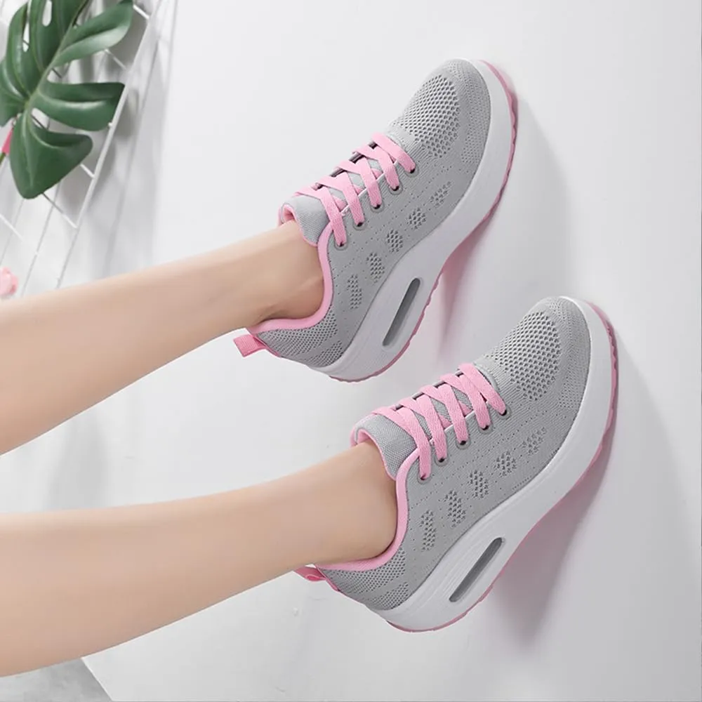 RUIDENG Platform Sneakers for Women Air Cushion | Walking Shoes Women Comfortable All Day | Thick Rocker Bottom