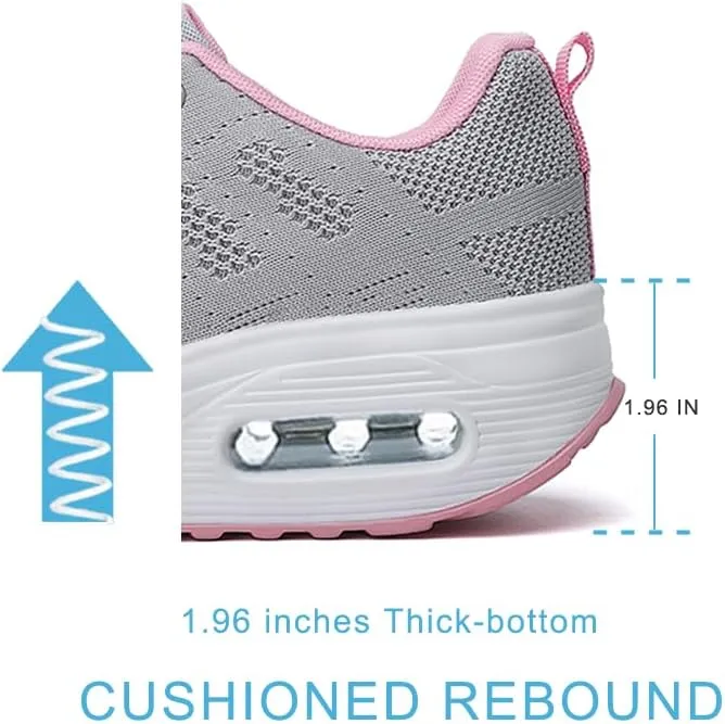 RUIDENG Platform Sneakers for Women Air Cushion | Walking Shoes Women Comfortable All Day | Thick Rocker Bottom