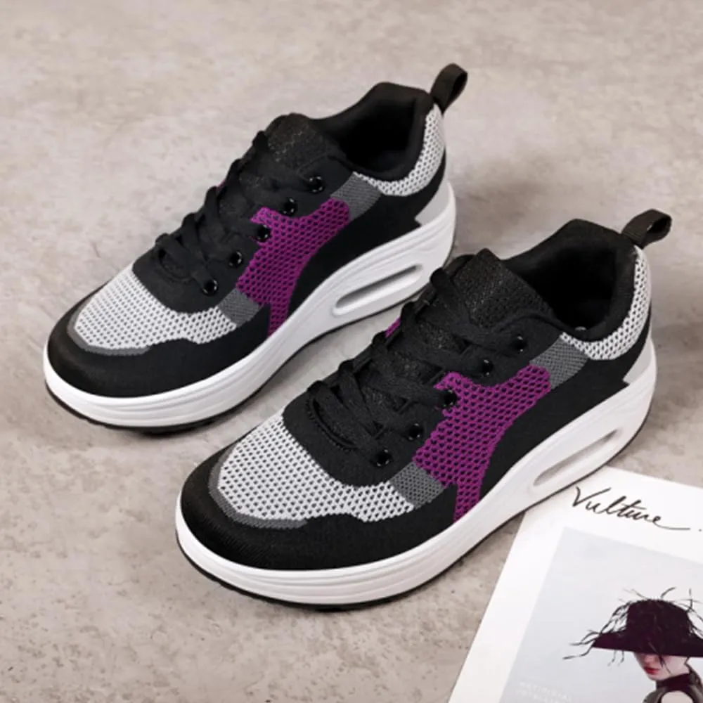 RUIDENG Platform Sneakers for Women Air Cushion | Walking Shoes Women Comfortable All Day | Thick Rocker Bottom