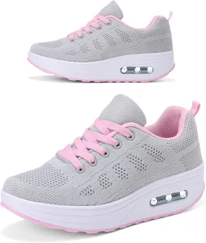 RUIDENG Platform Sneakers for Women Air Cushion | Walking Shoes Women Comfortable All Day | Thick Rocker Bottom