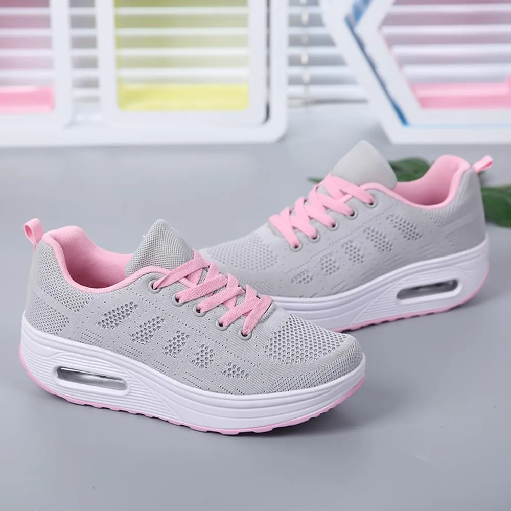 RUIDENG Platform Sneakers for Women Air Cushion | Walking Shoes Women Comfortable All Day | Thick Rocker Bottom