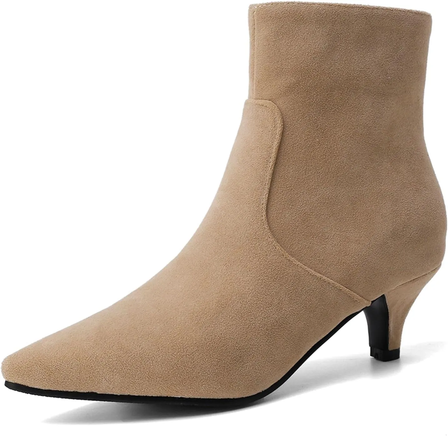 SHEMEE Fashion Womens Kitten Heels Ankle Boots Sexy Pointy Toe Booties Mid Heels Zipper Work Party Dress Shoes