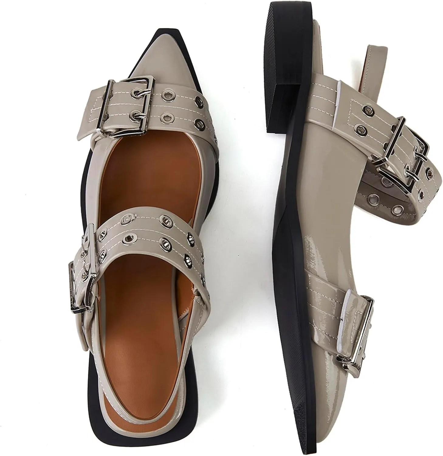 Slingback Ballet Flats for Women, Flats Closed Toe Ankle Strap Pump Shoes Flats Formal Dressy Comfortable Casual Classic Office Party Shoes