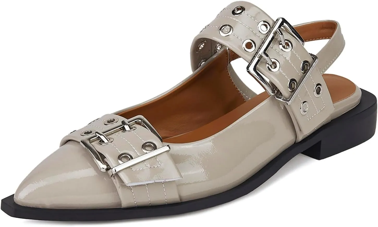 Slingback Ballet Flats for Women, Flats Closed Toe Ankle Strap Pump Shoes Flats Formal Dressy Comfortable Casual Classic Office Party Shoes