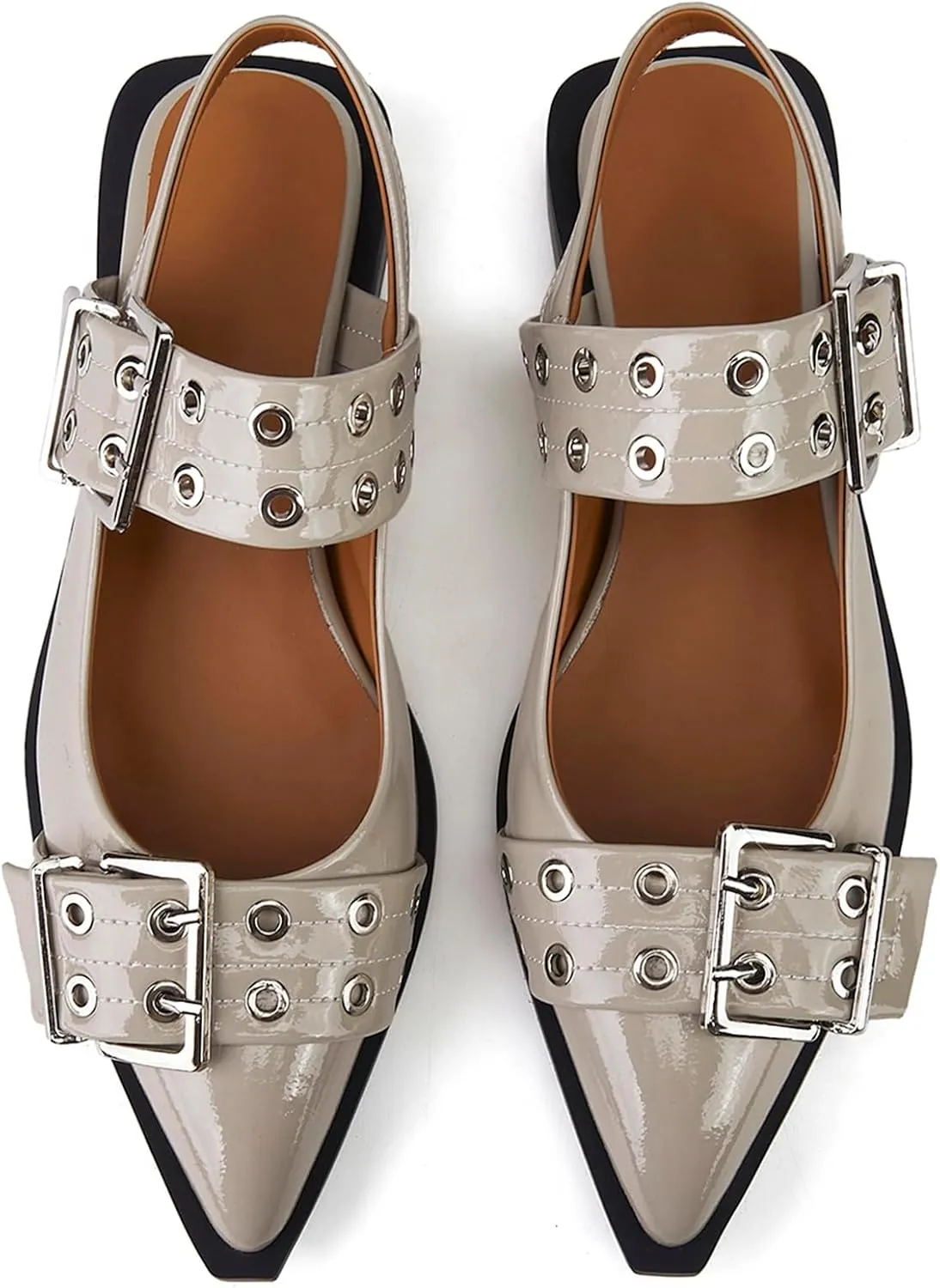 Slingback Ballet Flats for Women, Flats Closed Toe Ankle Strap Pump Shoes Flats Formal Dressy Comfortable Casual Classic Office Party Shoes