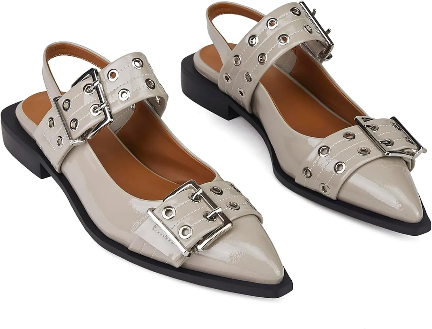 Slingback Ballet Flats for Women, Flats Closed Toe Ankle Strap Pump Shoes Flats Formal Dressy Comfortable Casual Classic Office Party Shoes