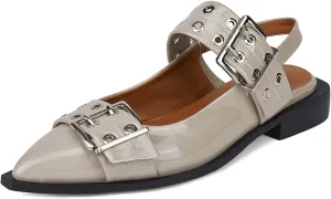 Slingback Ballet Flats for Women, Flats Closed Toe Ankle Strap Pump Shoes Flats Formal Dressy Comfortable Casual Classic Office Party Shoes