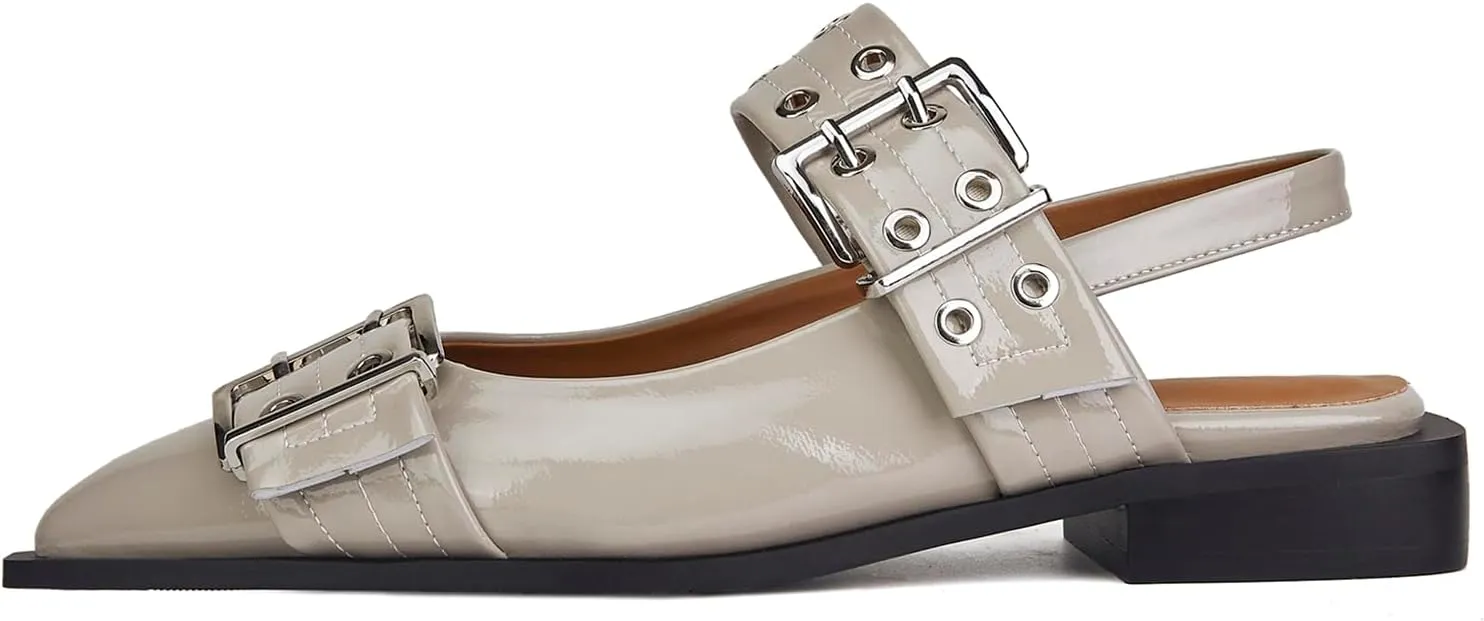 Slingback Ballet Flats for Women, Flats Closed Toe Ankle Strap Pump Shoes Flats Formal Dressy Comfortable Casual Classic Office Party Shoes
