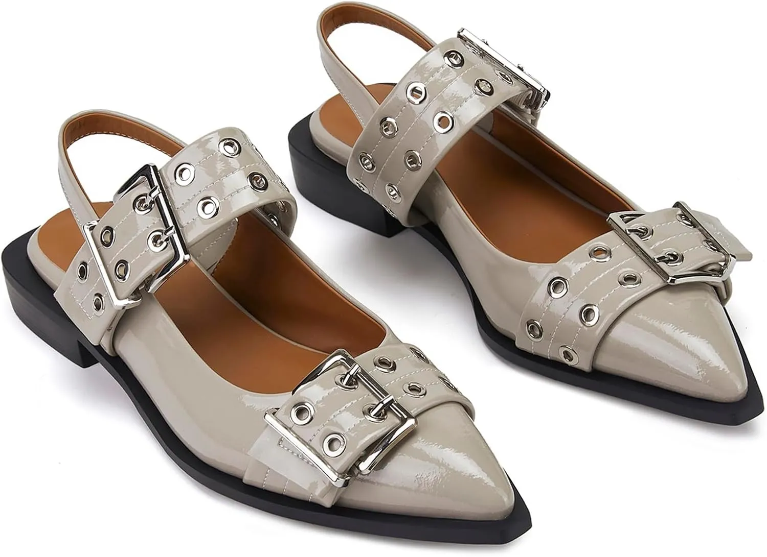 Slingback Ballet Flats for Women, Flats Closed Toe Ankle Strap Pump Shoes Flats Formal Dressy Comfortable Casual Classic Office Party Shoes