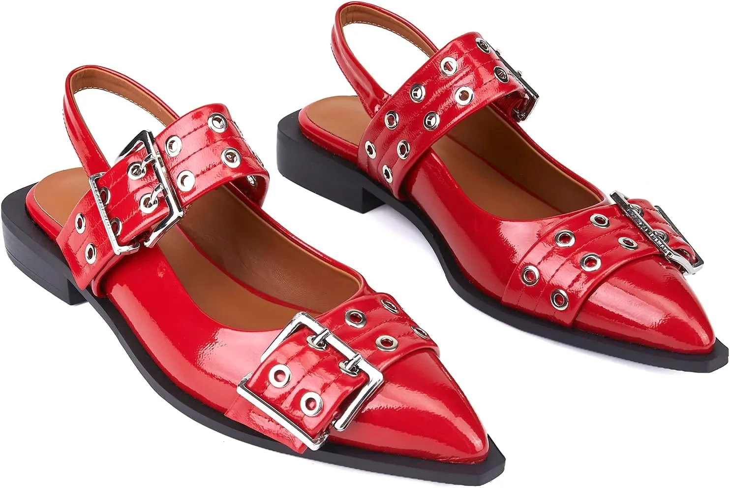 Slingback Ballet Flats for Women, Flats Closed Toe Ankle Strap Pump Shoes Flats Formal Dressy Comfortable Casual Classic Office Party Shoes